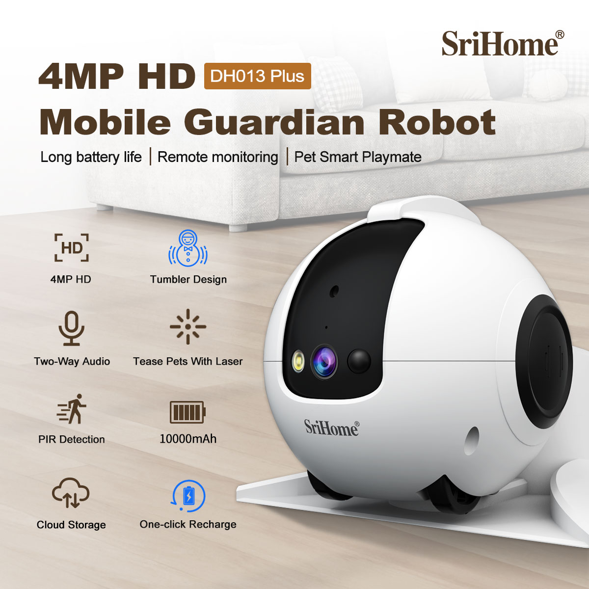 Home Security Robots - 4MP Srihome APP Mobil Güvenlik Robotu